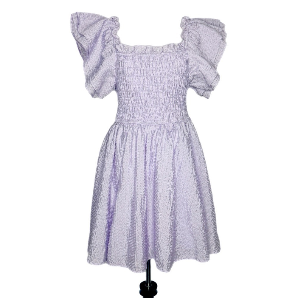 TCEC Purple Smocked Ruffled Mini Dress
